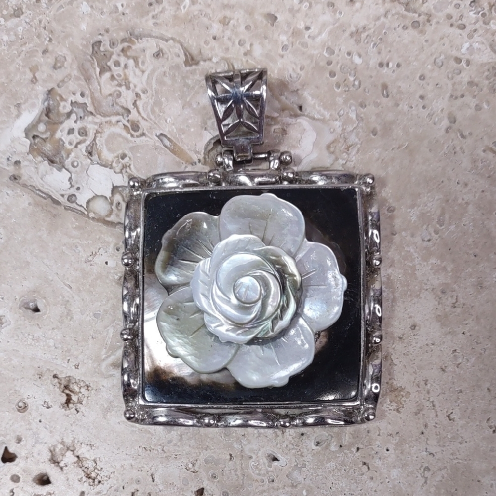 Artisan Crafted Abalone/MOP/Sterling Silver Pendant Necklace